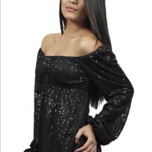 Betsey Johnson Black Sequined Dress
